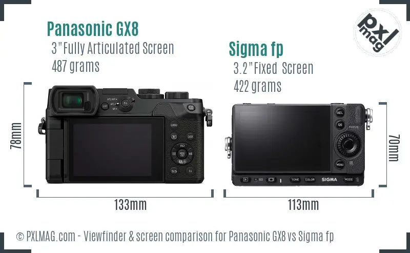 Panasonic GX8 vs Sigma fp Screen and Viewfinder comparison
