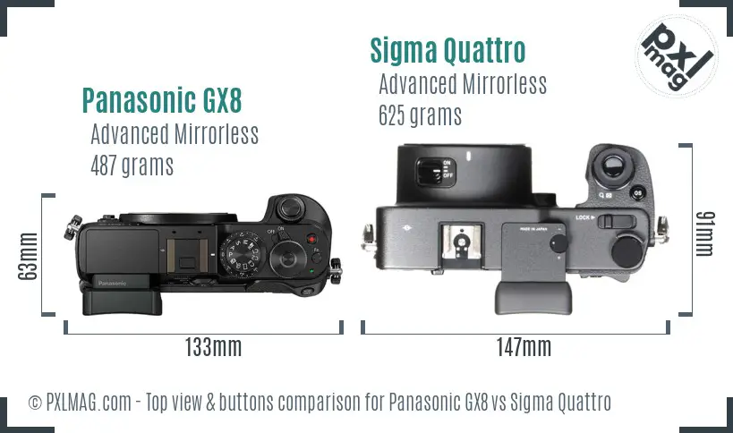 Panasonic GX8 vs Sigma Quattro top view buttons comparison Panasonic GX8 vs Sigma Quattro top view buttons comparison