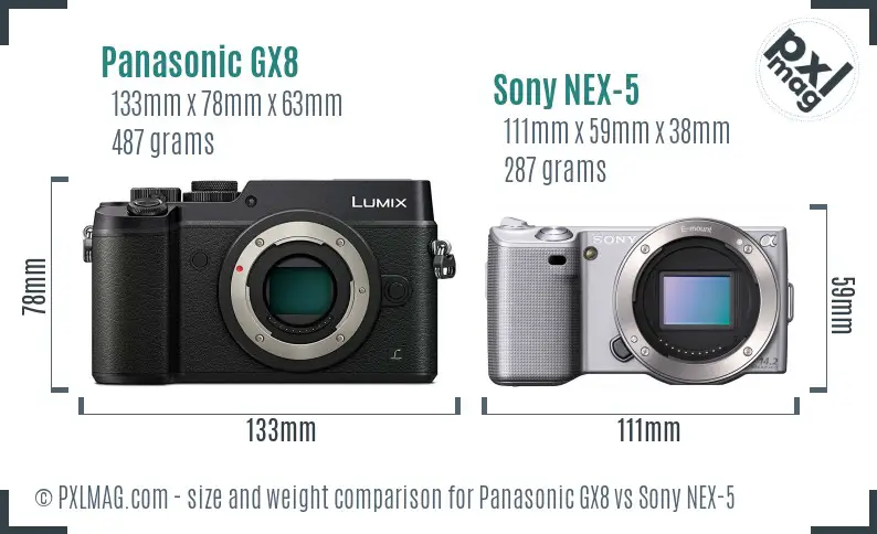 Panasonic GX8 vs Sony NEX-5 size comparison