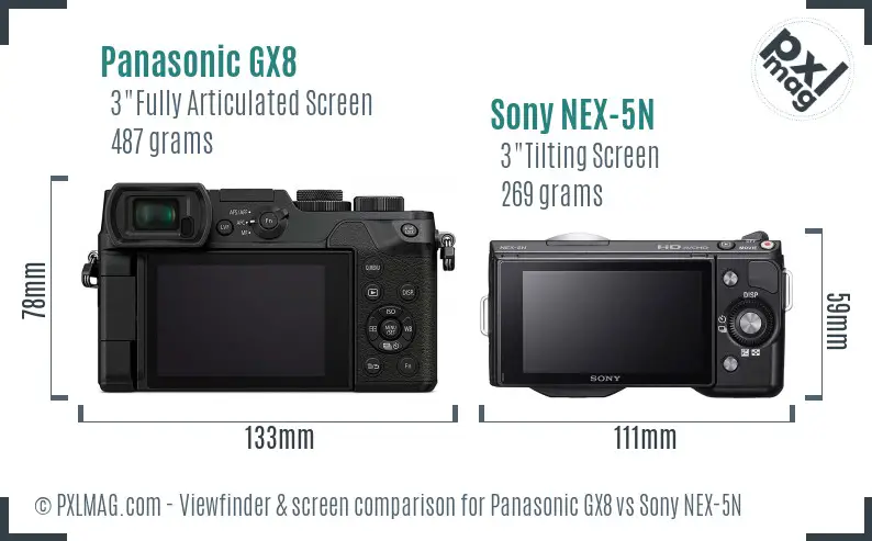 Panasonic GX8 vs Sony NEX-5N Screen and Viewfinder comparison