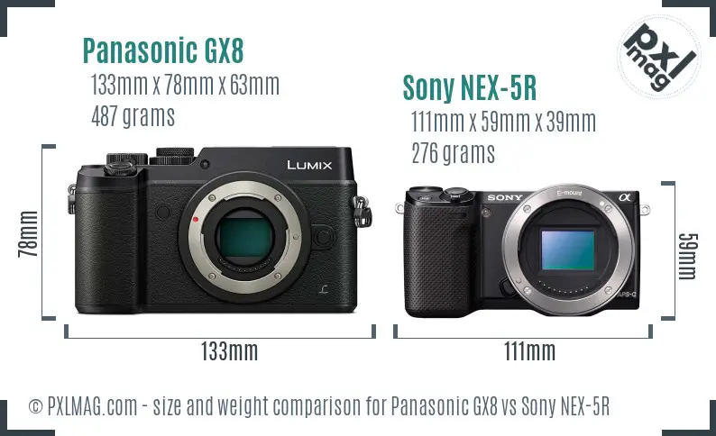 Panasonic GX8 vs Sony NEX-5R size comparison