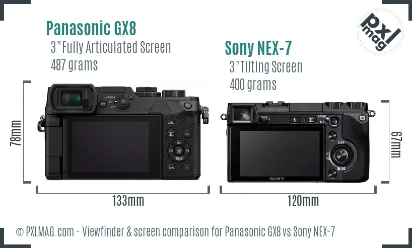 Panasonic GX8 vs Sony NEX-7 Screen and Viewfinder comparison