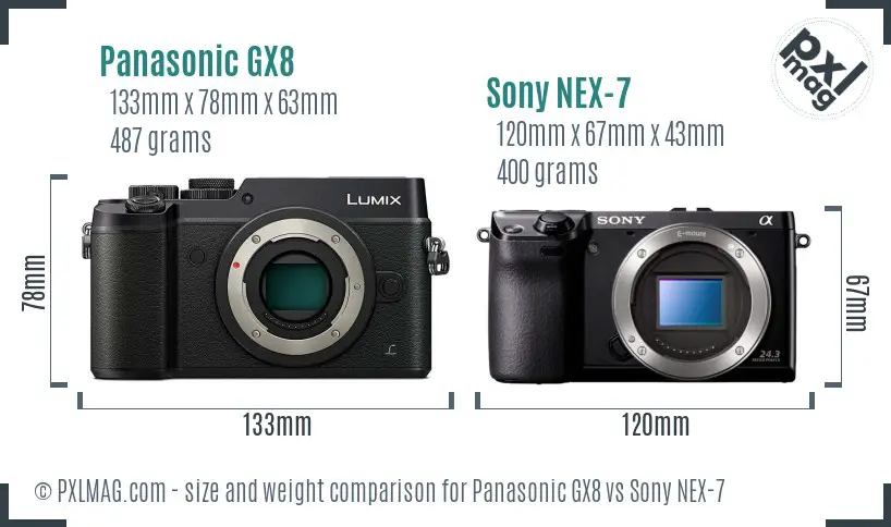 Panasonic GX8 vs Sony NEX-7 size comparison