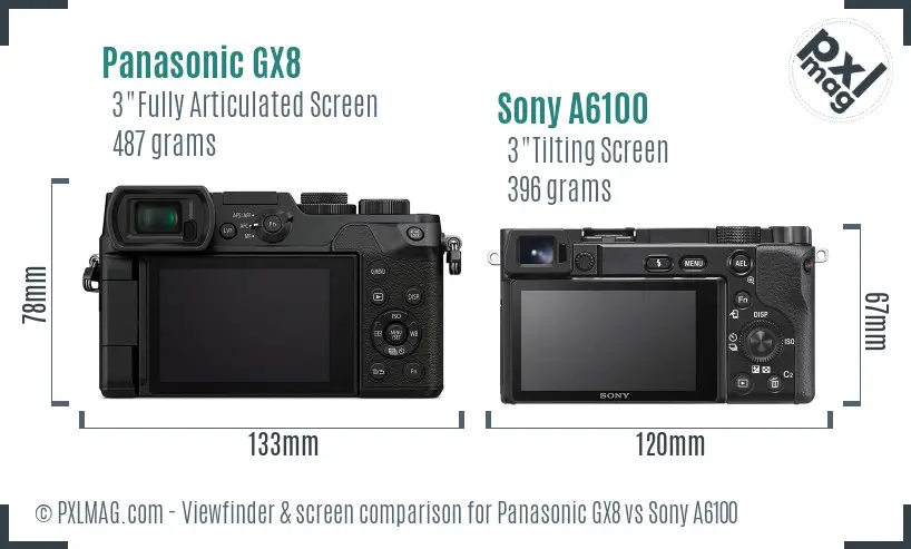 Panasonic GX8 vs Sony A6100 Screen and Viewfinder comparison