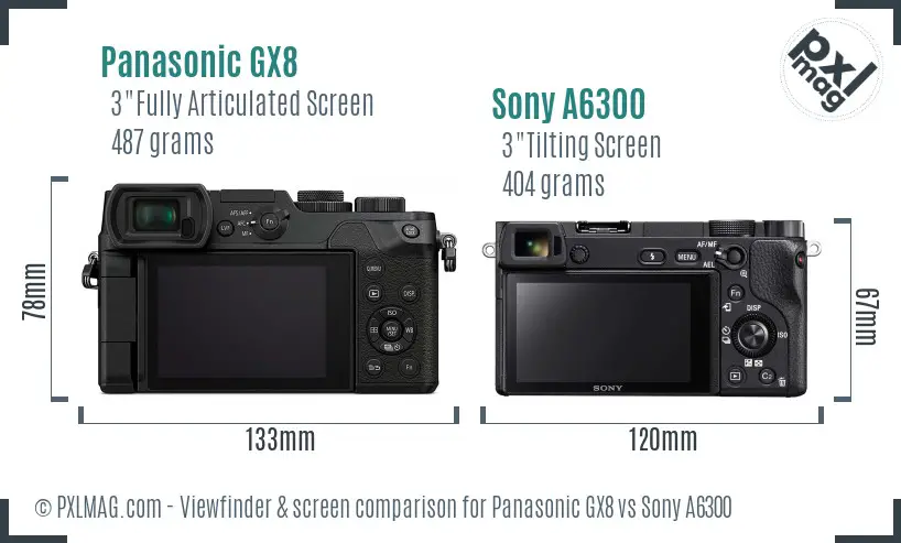 Panasonic GX8 vs Sony A6300 Screen and Viewfinder comparison