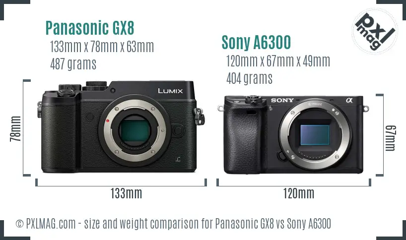 Panasonic GX8 vs Sony A6300 size comparison