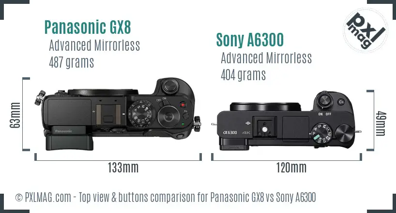 Panasonic GX8 vs Sony A6300 top view buttons comparison