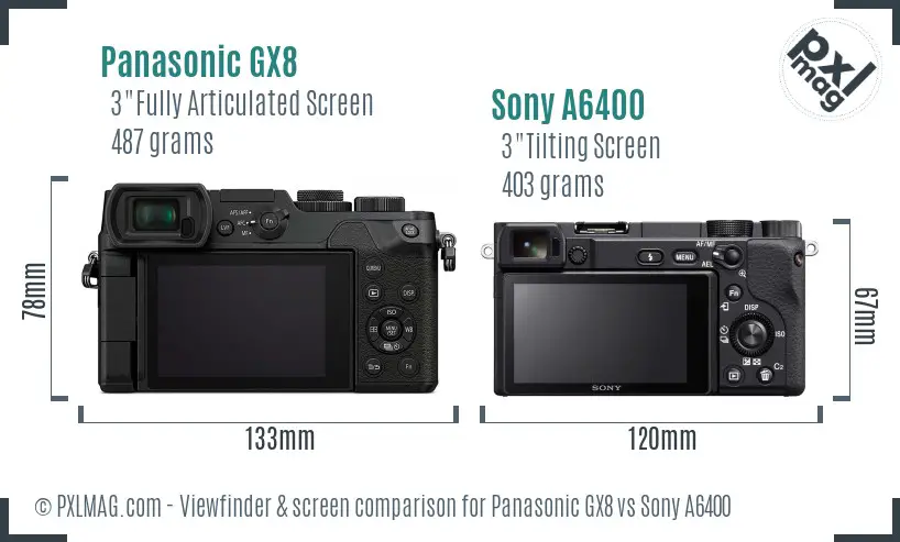 Panasonic GX8 vs Sony A6400 Screen and Viewfinder comparison