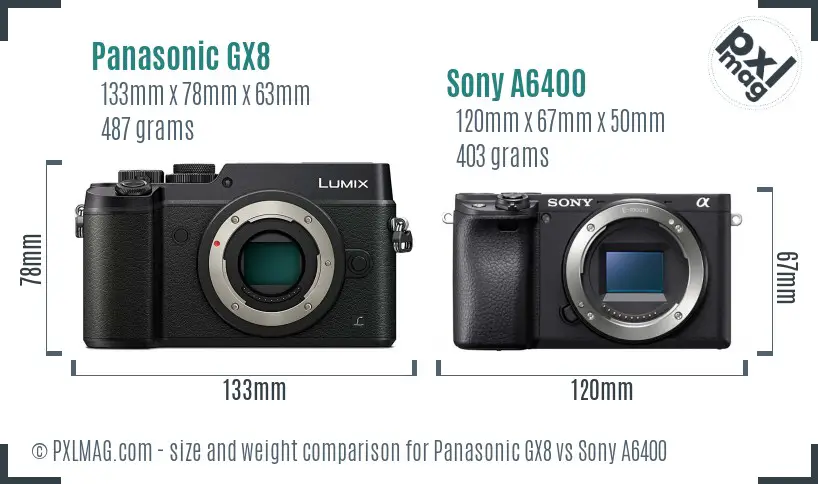 Panasonic GX8 vs Sony A6400 size comparison