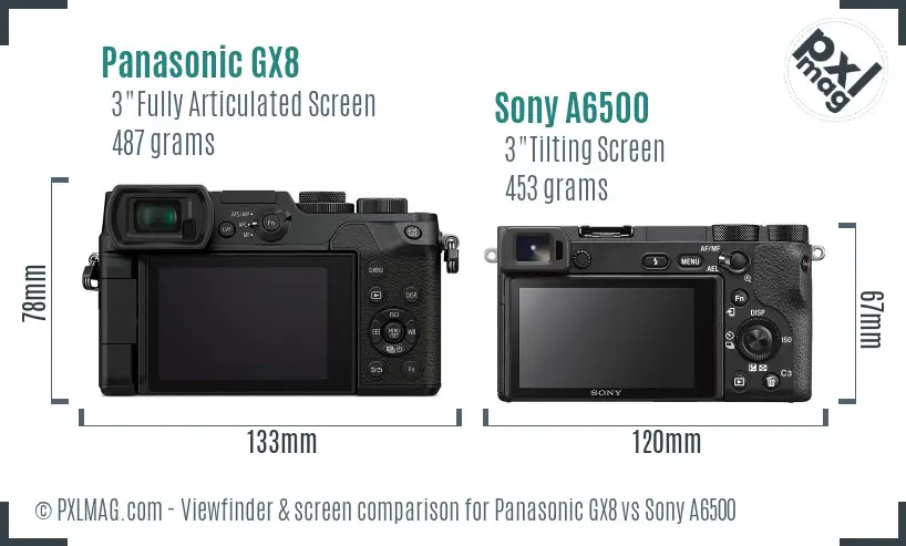 Panasonic GX8 vs Sony A6500 Screen and Viewfinder comparison