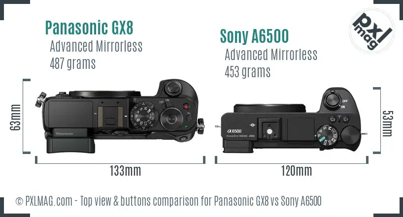 Panasonic GX8 vs Sony A6500 top view buttons comparison