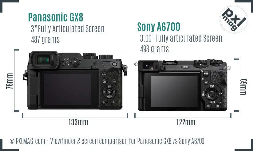 Panasonic GX8 vs Sony A6700 Screen and Viewfinder comparison