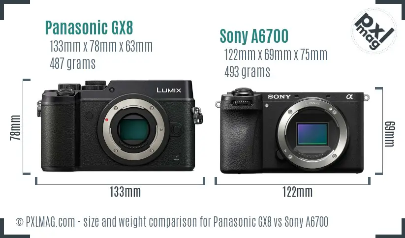 Panasonic GX8 vs Sony A6700 size comparison