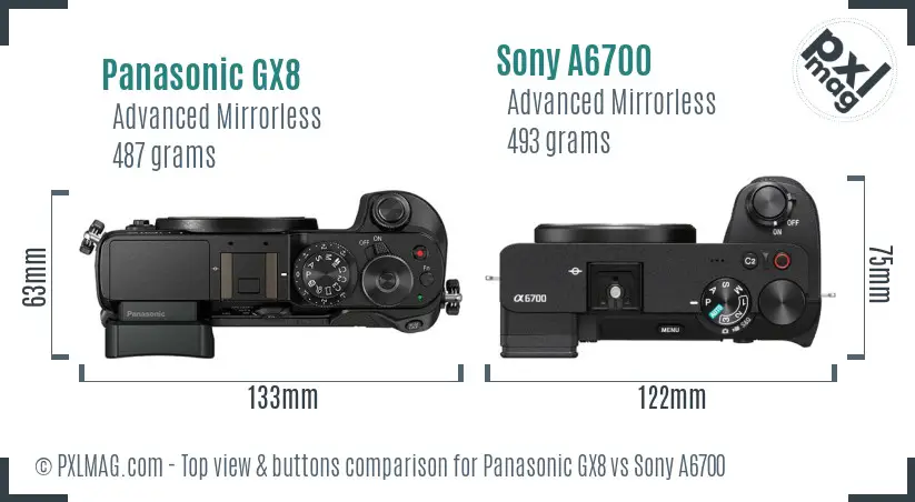 Panasonic GX8 vs Sony A6700 top view buttons comparison
