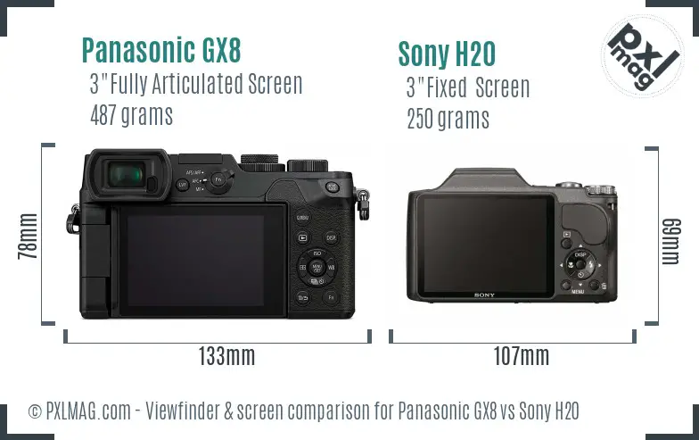 Panasonic GX8 vs Sony H20 Screen and Viewfinder comparison
