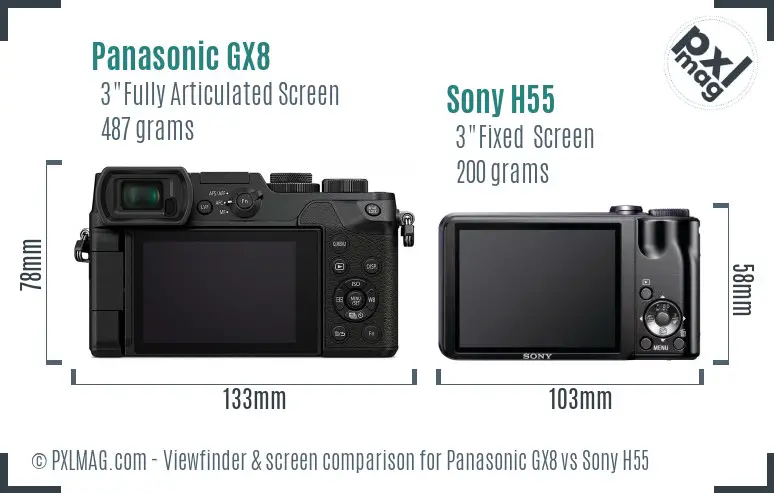 Panasonic GX8 vs Sony H55 Screen and Viewfinder comparison