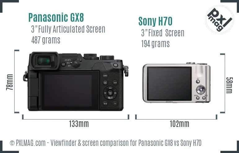 Panasonic GX8 vs Sony H70 Screen and Viewfinder comparison