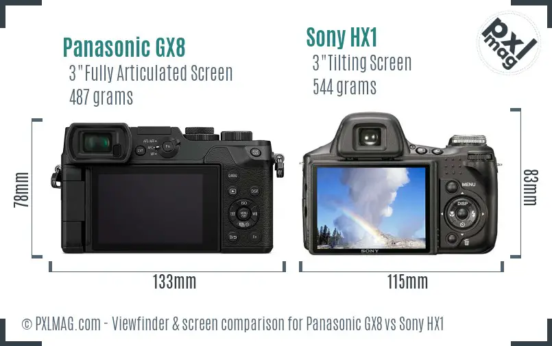 Panasonic GX8 vs Sony HX1 Screen and Viewfinder comparison