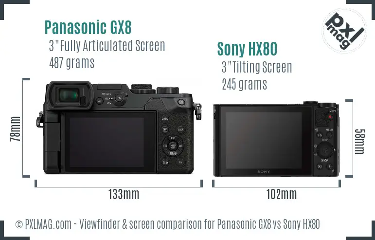 Panasonic GX8 vs Sony HX80 Screen and Viewfinder comparison