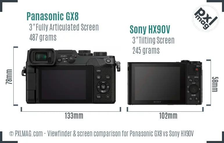 Panasonic GX8 vs Sony HX90V Screen and Viewfinder comparison