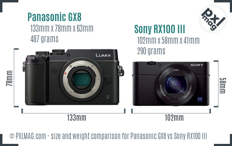 Panasonic GX8 vs Sony RX100 III size comparison