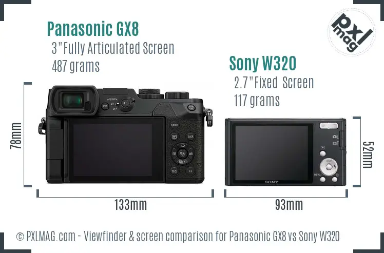 Panasonic GX8 vs Sony W320 Screen and Viewfinder comparison