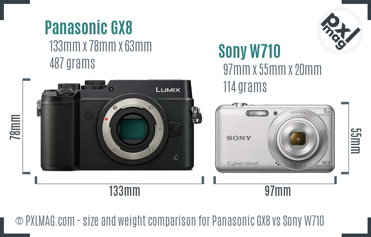 Panasonic GX8 vs Sony W710 size comparison Panasonic GX8 vs Sony W710 size comparison