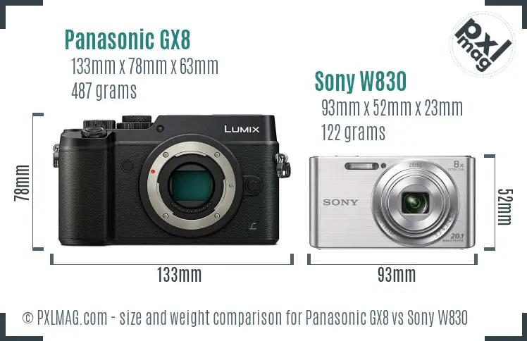Panasonic GX8 vs Sony W830 size comparison Panasonic GX8 vs Sony W830 size comparison