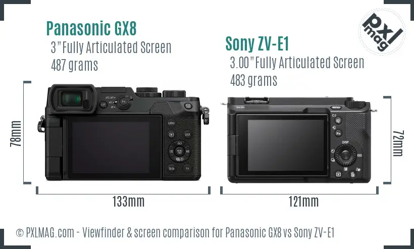 Panasonic GX8 vs Sony ZV-E1 Screen and Viewfinder comparison