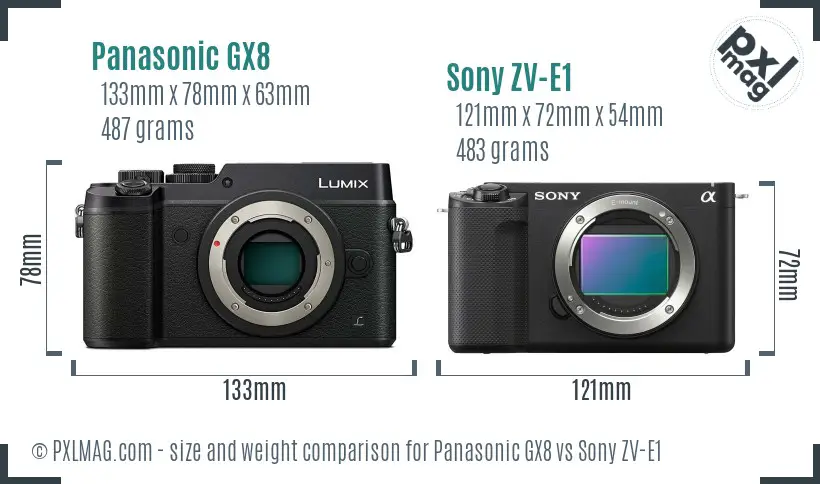 Panasonic GX8 vs Sony ZV-E1 size comparison