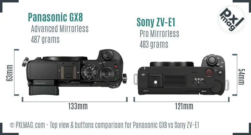 Panasonic GX8 vs Sony ZV-E1 top view buttons comparison