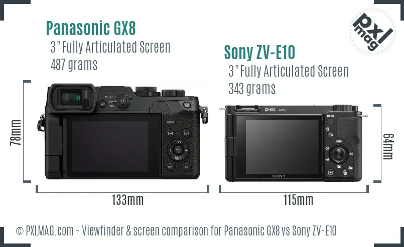 Panasonic GX8 vs Sony ZV-E10 Screen and Viewfinder comparison Panasonic GX8 vs Sony ZV-E10 Screen and Viewfinder comparison