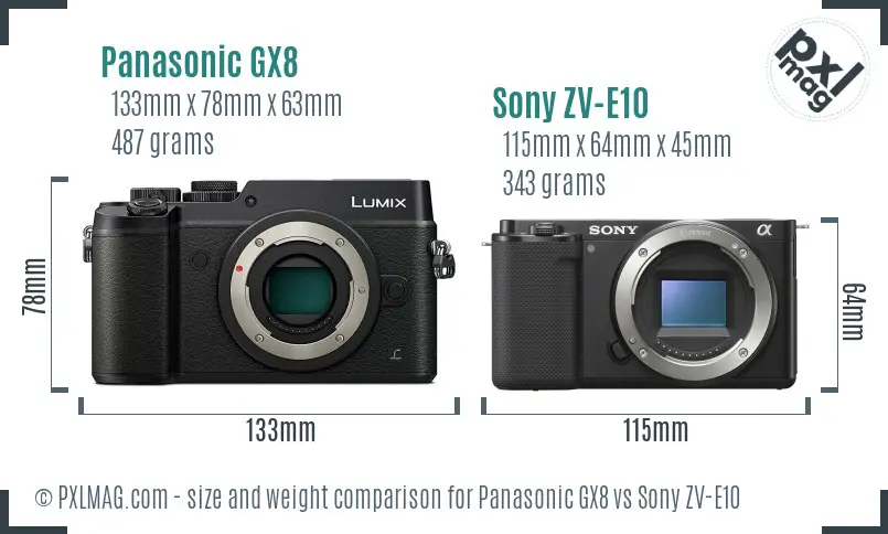 Panasonic GX8 vs Sony ZV-E10 size comparison Panasonic GX8 vs Sony ZV-E10 size comparison