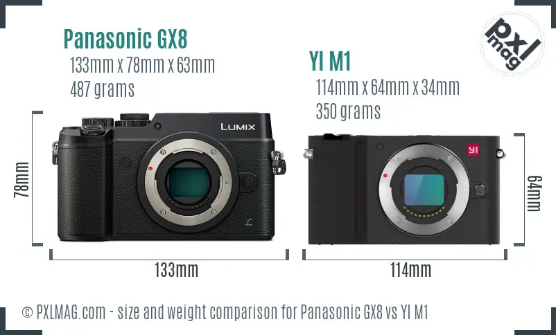 Panasonic GX8 vs YI M1 size comparison