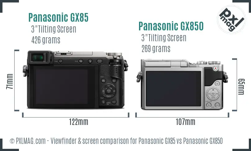 Panasonic GX85 vs Panasonic GX850 Screen and Viewfinder comparison