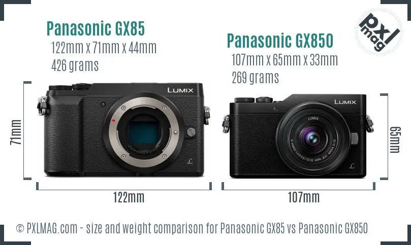 Panasonic GX85 vs Panasonic GX850 size comparison