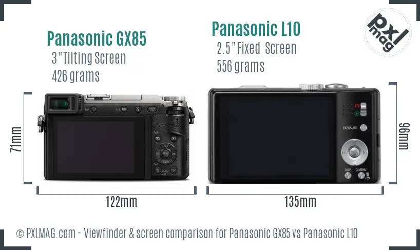 Panasonic GX85 vs Panasonic L10 Screen and Viewfinder comparison
