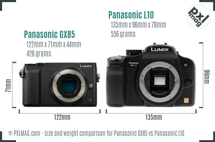 Panasonic GX85 vs Panasonic L10 size comparison