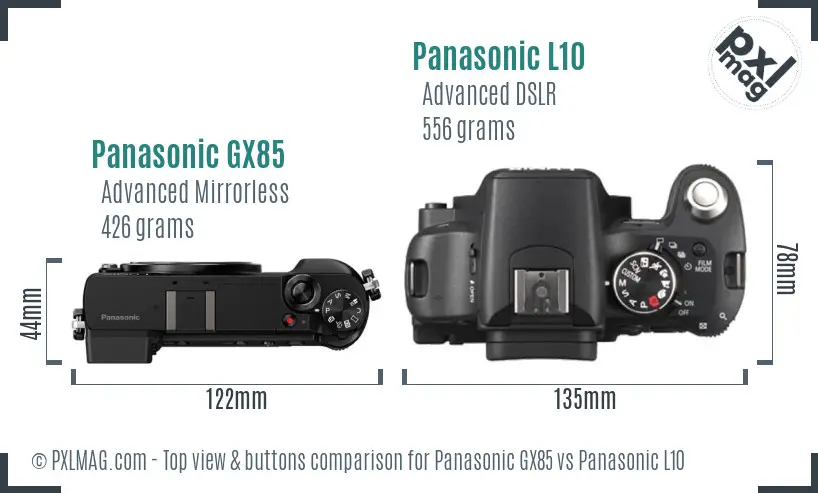 Panasonic GX85 vs Panasonic L10 top view buttons comparison