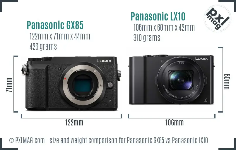 Panasonic GX85 vs Panasonic LX10 size comparison