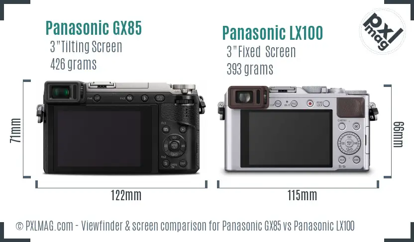 Panasonic GX85 vs Panasonic LX100 Screen and Viewfinder comparison