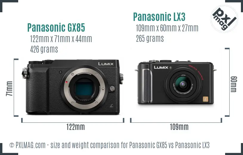 Panasonic GX85 vs Panasonic LX3 size comparison