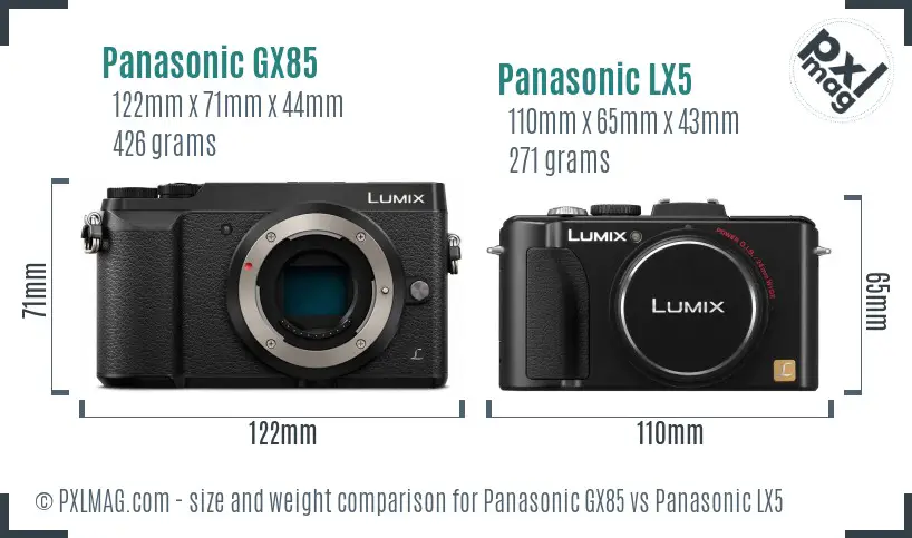 Panasonic GX85 vs Panasonic LX5 size comparison