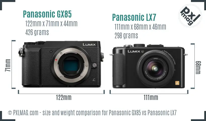 Panasonic GX85 vs Panasonic LX7 size comparison