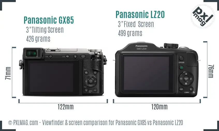 Panasonic GX85 vs Panasonic LZ20 Screen and Viewfinder comparison