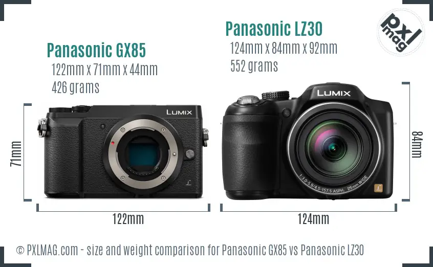 Panasonic GX85 vs Panasonic LZ30 size comparison