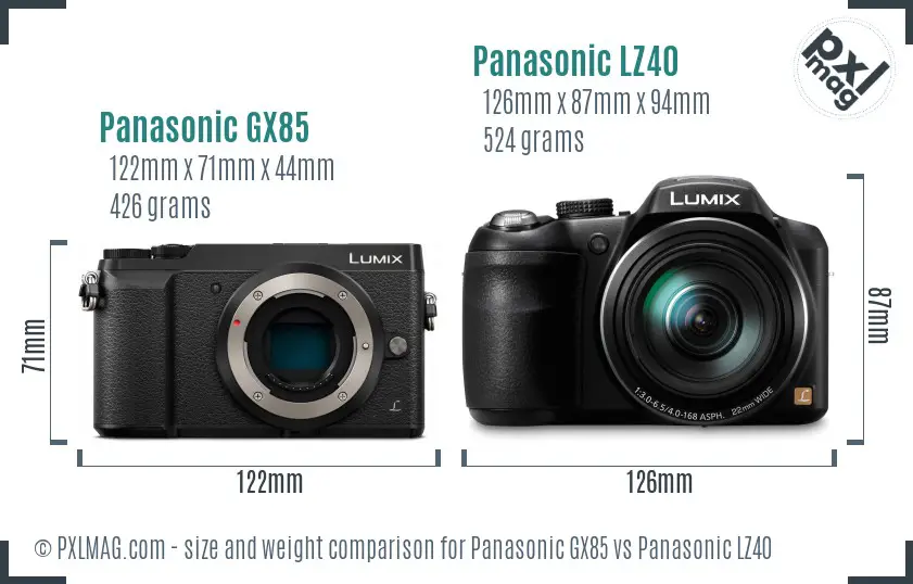 Panasonic GX85 vs Panasonic LZ40 size comparison