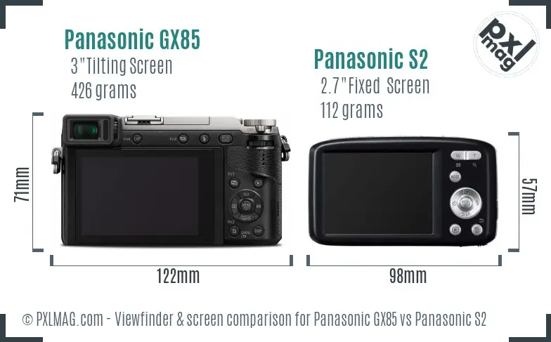 Panasonic GX85 vs Panasonic S2 Screen and Viewfinder comparison
