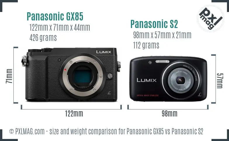 Panasonic GX85 vs Panasonic S2 size comparison