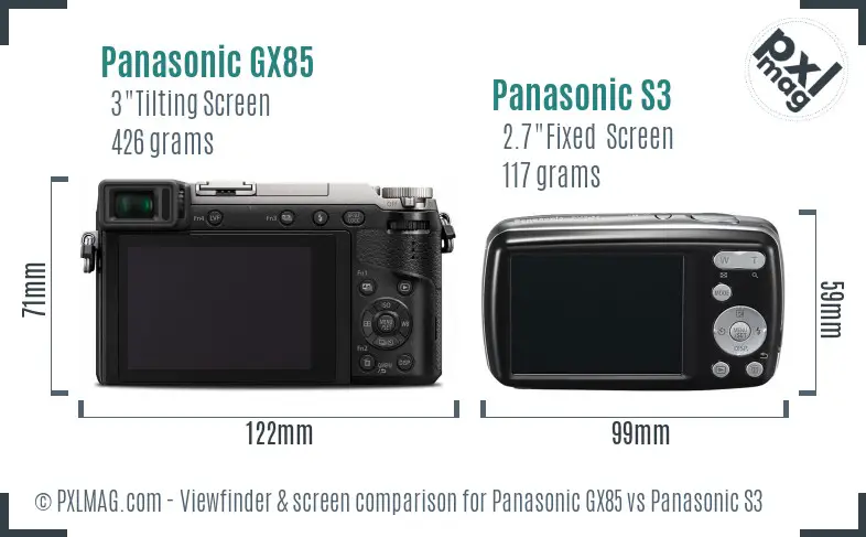 Panasonic GX85 vs Panasonic S3 Screen and Viewfinder comparison